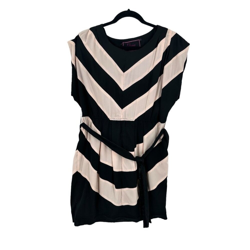 Luluvia Chevron Dress Womens Medium Retro 90s Y2K Career Workwear Party Corpcore
